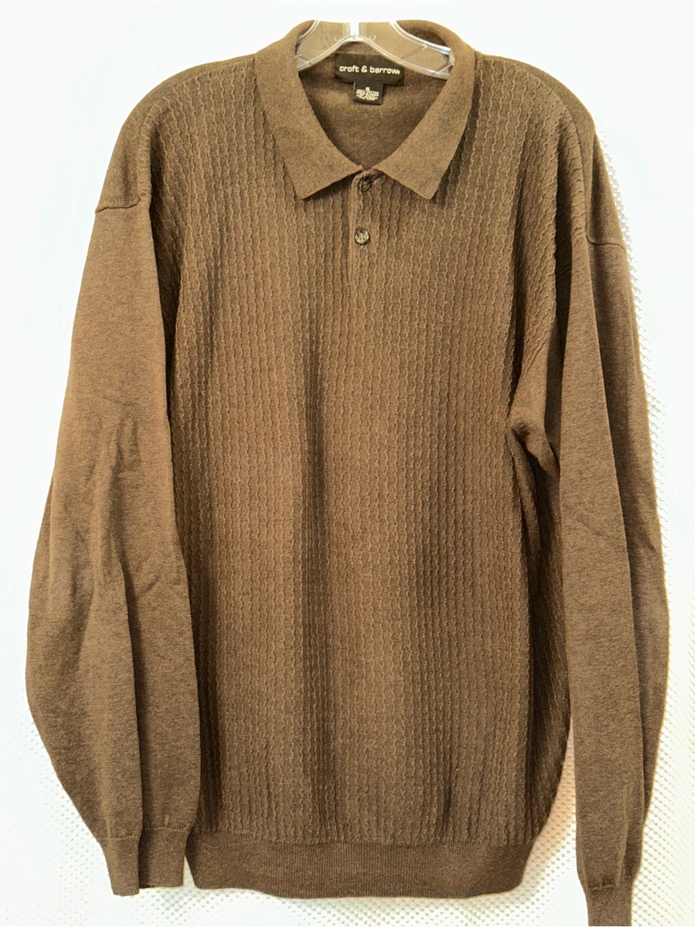 croft & barrow Men's Brown Polo Sweater 100% Cotton XL
